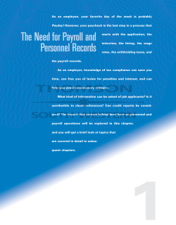 The Need for Payroll and Personnel Records