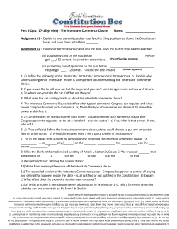 Part 5 Quiz (17-18 yr olds) - The Interstate Commerce Clause Name: