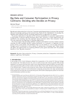 Big Data and Consumer Participation in Privacy Contracts: Deciding