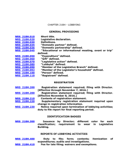 NRS on Lobbying - Nevada Legislature