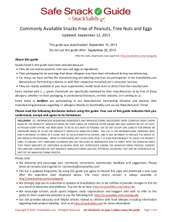 Commonly Available Snacks Free of Peanuts, Tree Nuts and Eggs