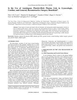 Is the Use of Autologous Platelet-Rich Plasma Gels in Gynecologic