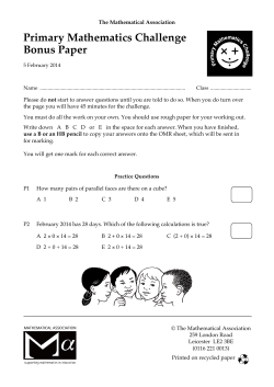 Paper - Primary Maths Challenge