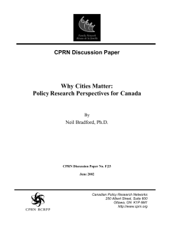 CPRN, Why Cities Matter - Centre for Urban and Community Studies