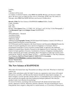 The New Science of HAPPINESS