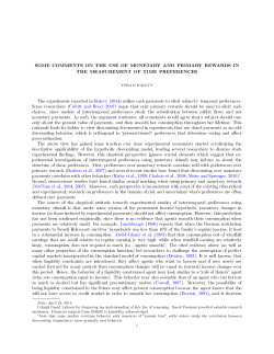 Some comments on the use of Monetary and Primary Rewards in