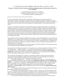 Conceptor: a Model of selected Consciousness Features