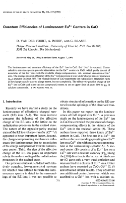 Quantum Efficiencies of Luminescent Eu3+ Centers in CaO