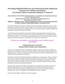 Preventing High-Risk Behaviors and Achieving Socially Significant