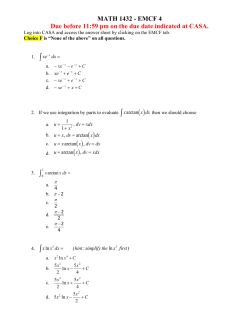 x( )dx x( ), dv = xdx