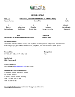 COURSE OUTLINE HPE 134 Prevention, Assessment and Care of