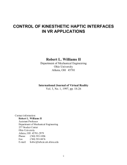control of kinesthetic haptic interfaces in vr