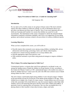Injury Prevention in Child Care: A Guide for