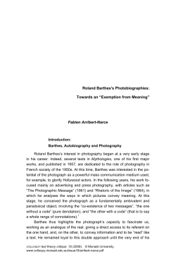 Roland Barthes`s Photobiographies - Monash Arts