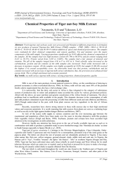 Chemical Properties of Tiger nut-Soy Milk Extract