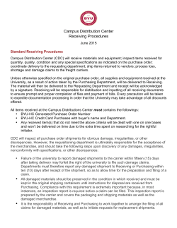 Campus Distribution Center Receiving Procedures