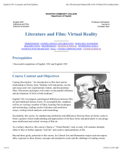 English 2341: Literature and Film Syllabus