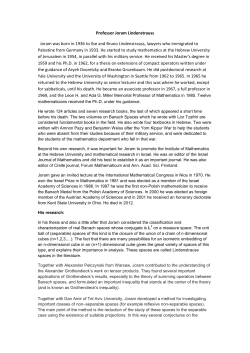 Professor Joram Lindenstrauss - Einstein Institute of Mathematics