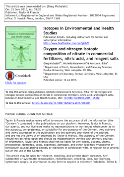 Oxygen and nitrogen isotopic composition of nitrate