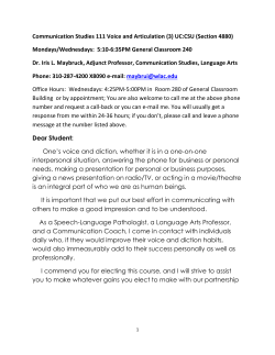 Communication Studies 111 Voice and Articulation (3) UC:CSU