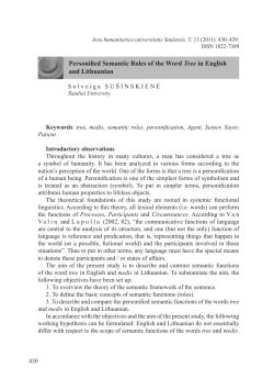 Personified semantic roles of the Word Tree in english and lithuanian