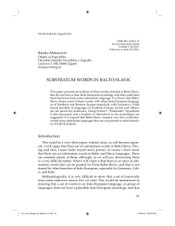 SUBSTRATUM WORDS IN BALTO