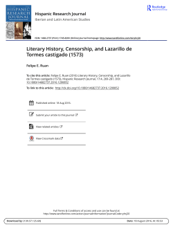 Literary History, Censorship, and Lazarillo de