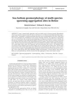 Sea bottom geomorphology of multi-species spawning aggregation