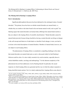 1 The Missing Self in Hacking`s Looping Effects - Philsci