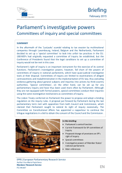 Parliament`s Investigative Powers, Committees of Inquiry and