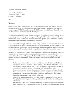 President Wallerstein remarks Bernard Baruch Dinner Wednesday