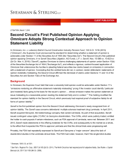 Second Circuit`s First Published Opinion Applying