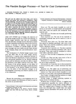 The Flexible Budget Process&mdash;, Tool for Cost Containment