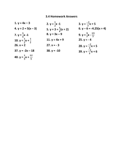 3.4 Homework Answers 1. y = 4x &ndash; 3 2. y = 4. y + 2 = 5(x &ndash; 3) 5. y + 3