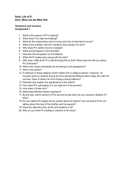 Boek: Life of Pi Door: Beau van der Meer 4VA Questions and