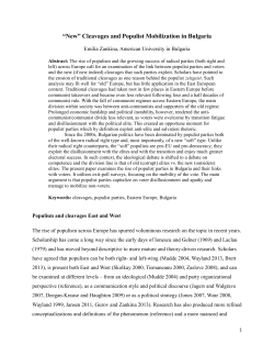 &ldquo;New&rdquo; Cleavages and Populist Mobilization in Bulgaria