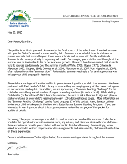2015 Elementary Summer Reading Packet