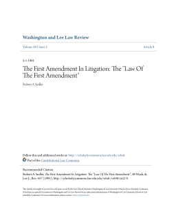 The First Amendment In Litigation: The "Law Of The First Amendment"