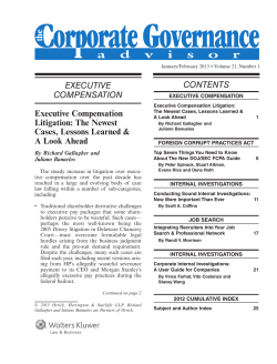 Executive Compensation Litigation: The Newest Cases, Lessons