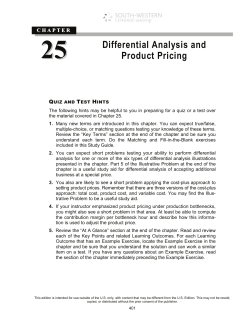 Differential Analysis and Product Pricing 25
