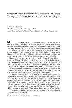 Margaret Sanger: Demonstrating Leadership and Legacy Through
