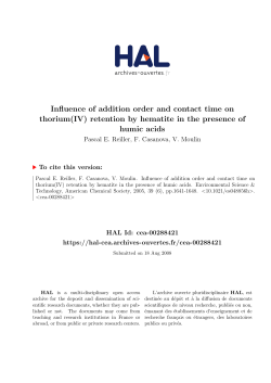 Influence of addition order and contact time on thorium(IV)