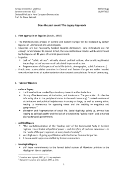 Does the past count? The Legacy Approach