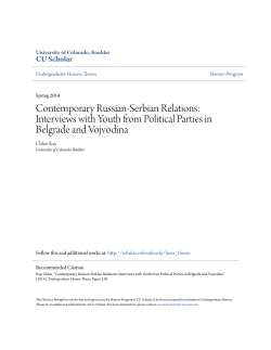 Contemporary Russian-Serbian Relations: Interviews