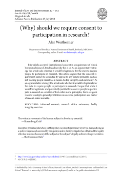 (Why) should we require consent to participation