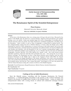 The Renaissance Spirit of the Scientist-Entrepreneur