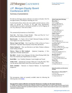 JP Morgan Equity Quant Conference 2013