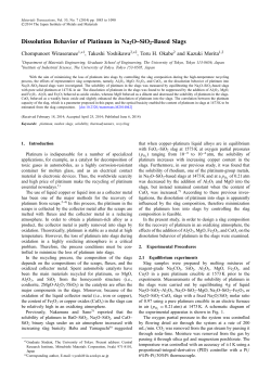 Dissolution Behavior of Platinum in Na2O&ndash;SiO2