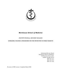 MSM IRB Guidelines, Policies, and Procedures for the Protection of