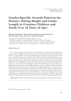 Gender-Specific Growth Patterns for Stature, Sitting Height and